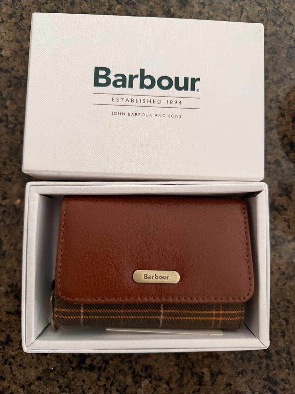 Barbour Brown Leather tartan wallet